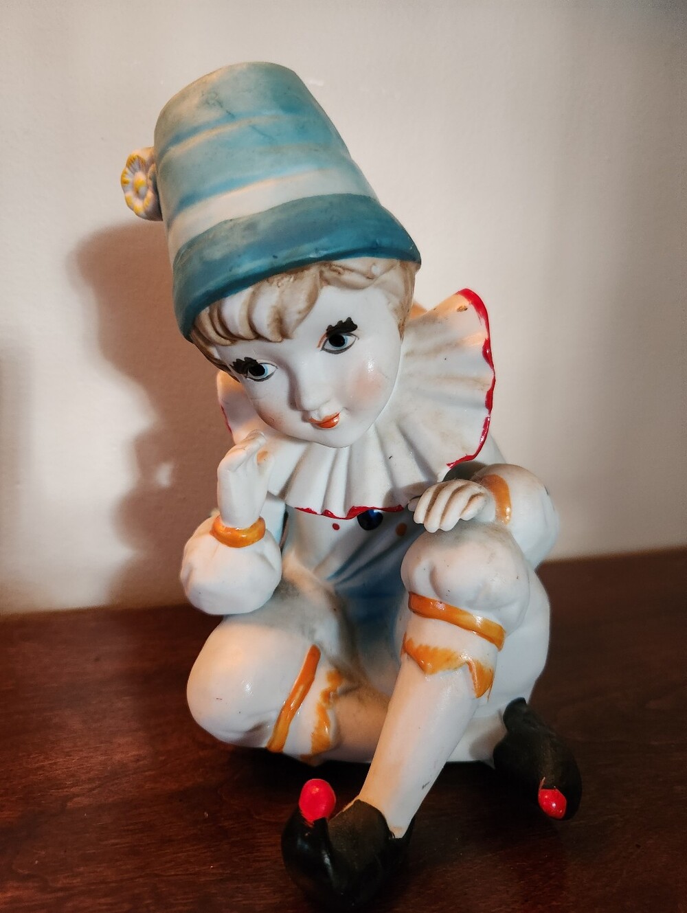 Vintage Bisque Porcelain Clown Music Box